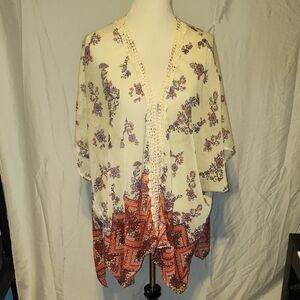 WOMENS XL REWIND DUSTER crochet FLORAL PRETTY Bohemian